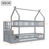 90x200 Children's Bunk Bed Solid Wood Bed with Roof, Safety Stairs and Storage Drawers, Storage Children's Bed Single Bed Gray