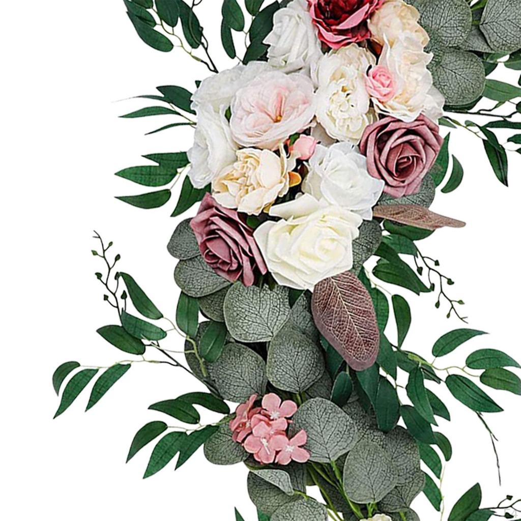 2 Pieces Artificial Floral Swag Wedding Welcome Signs Backdrop Wall Decor Decorative