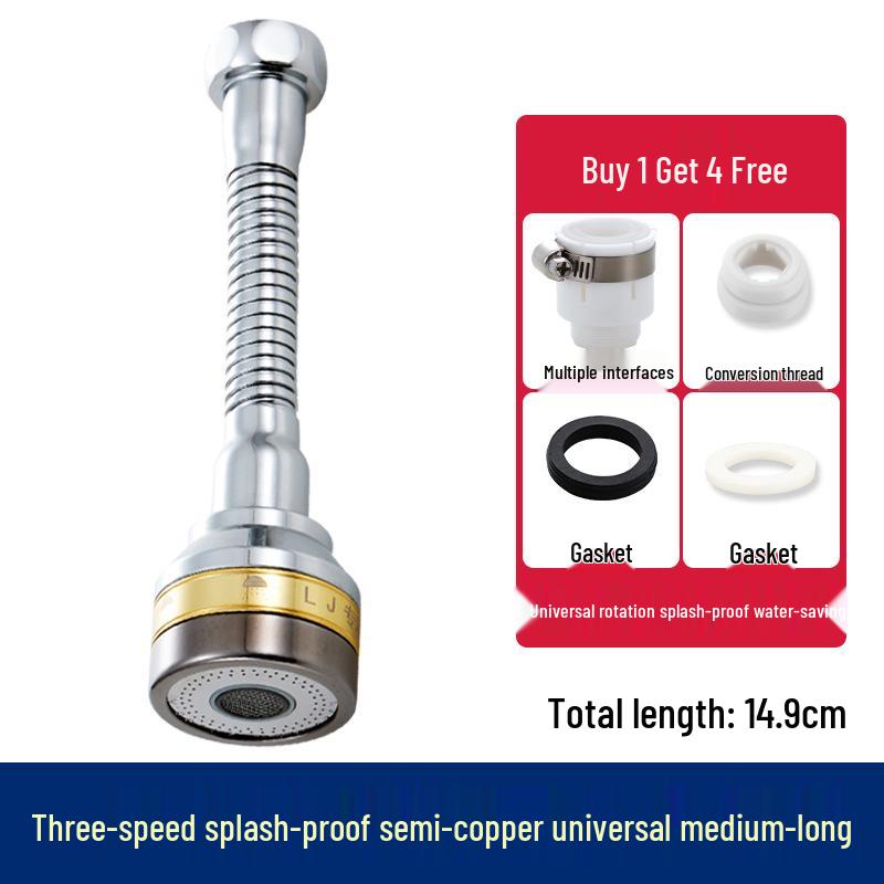 Splash-Proof Copper Kitchen Faucet Extension Nozzle with Pressurized Shower Head Aerator