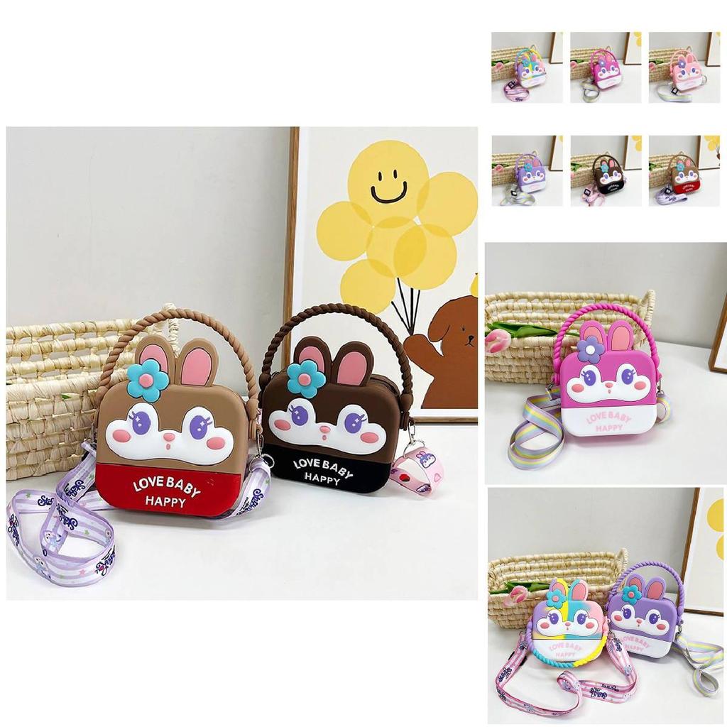 Entzückender Regenbogen-Cartoon-Silikon-Kinderrucksack mit 3D-Kaninchenlächeln und stilvollem Design