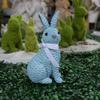 Easter Bunny Figurine Resin Rattan Woven Rabbit Statue Decorative Crafts Accessory for Indoor Outdoor Garden Yard Decor