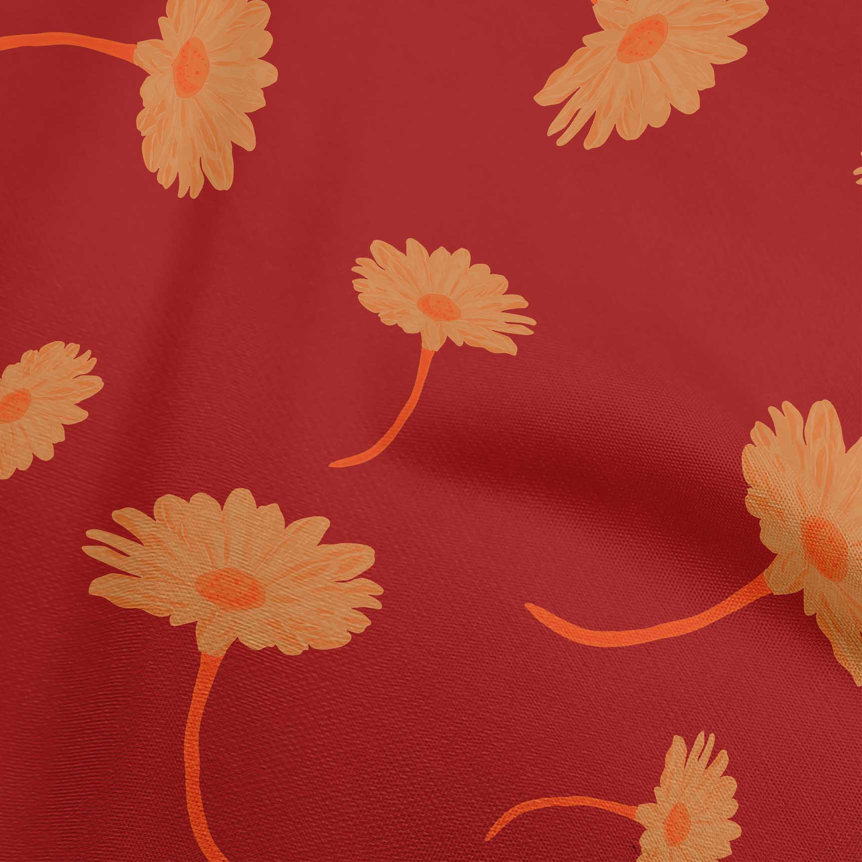 

oneOone Cotton Flex Brown Fabric Тканина для шиття з квітковим малюнком у дворі Принт для шиття одягу своїми руками 40 дюймів 42 Inch Wide - Viscose Chiffon червоний