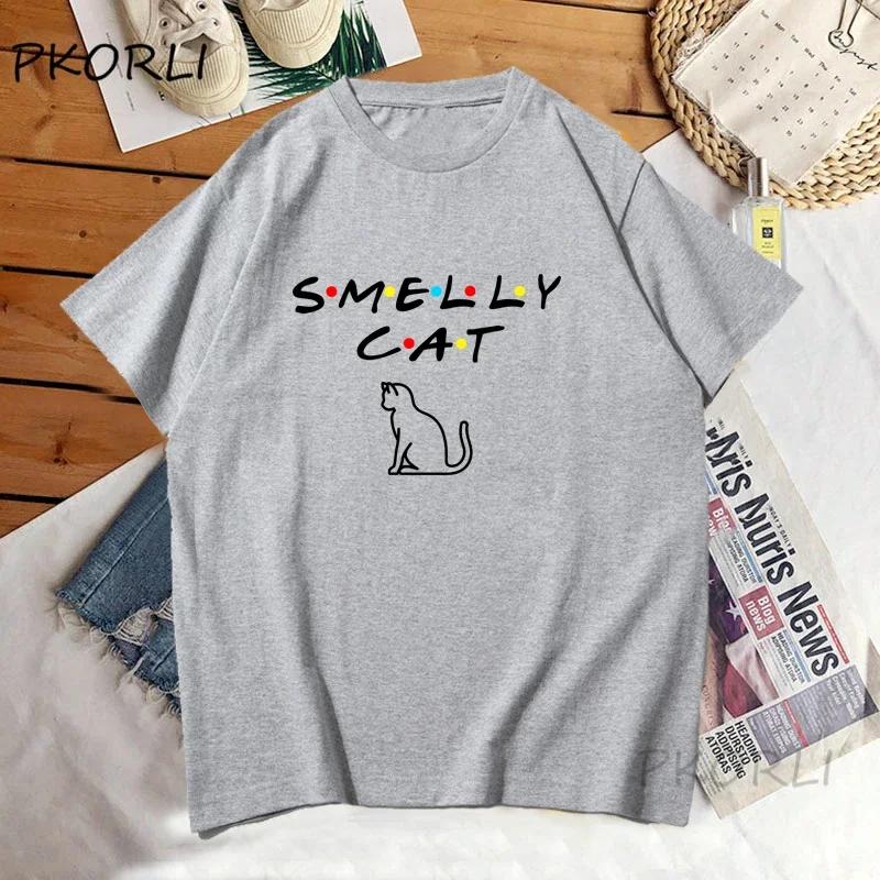 Smelly Cat T-shirt Women Harajuku Friends Tv Show Tshirt Funny Woman Cotton Short Sleeves Tee Shirt Summer Print Tee Shirts