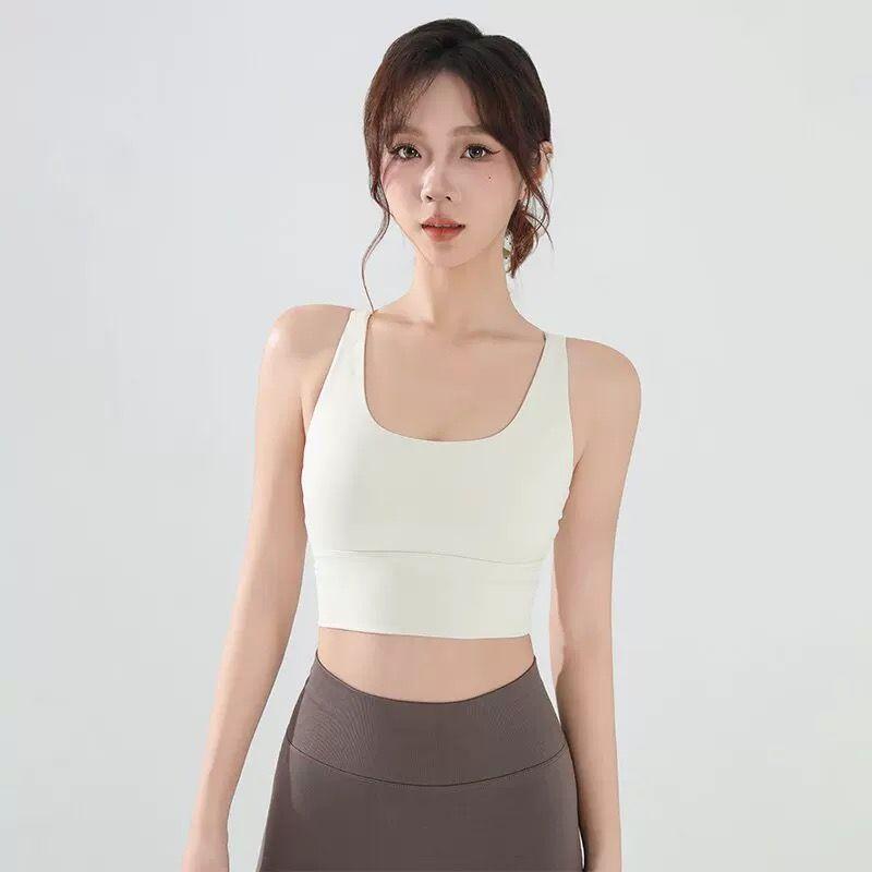

Спортивное нижнее белье Женское Ударопрочное Высокой прочности Ощущение обнаженности Цельный Красивая спина Топ для йоги Пуш-ап Фитнес Жилет Бюстгальтер Ivory White S