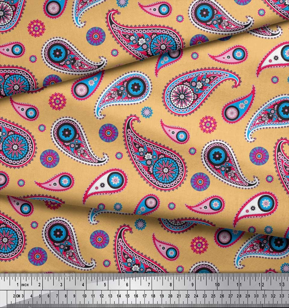 Kaufe Soimoi Japan Krepp-Satin-Stoff, künstlerischer Paisley-Druck