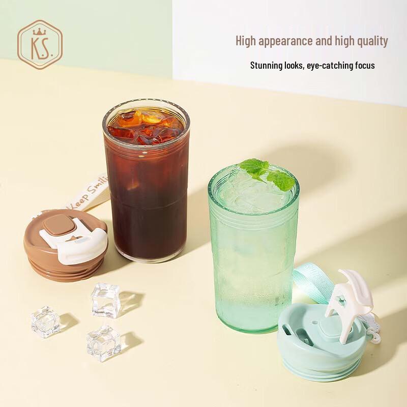 K.S. 400ml Portable Transparent Plastic Water Bottle with Lanyard