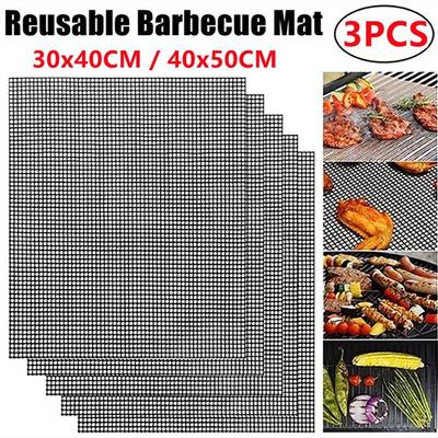 3pcs Reusable Barbecue Mat Replacement Mesh Wire Net Non-Stick Mesh Pads Outdoor Activities Cook Reusable BBQ Accessories