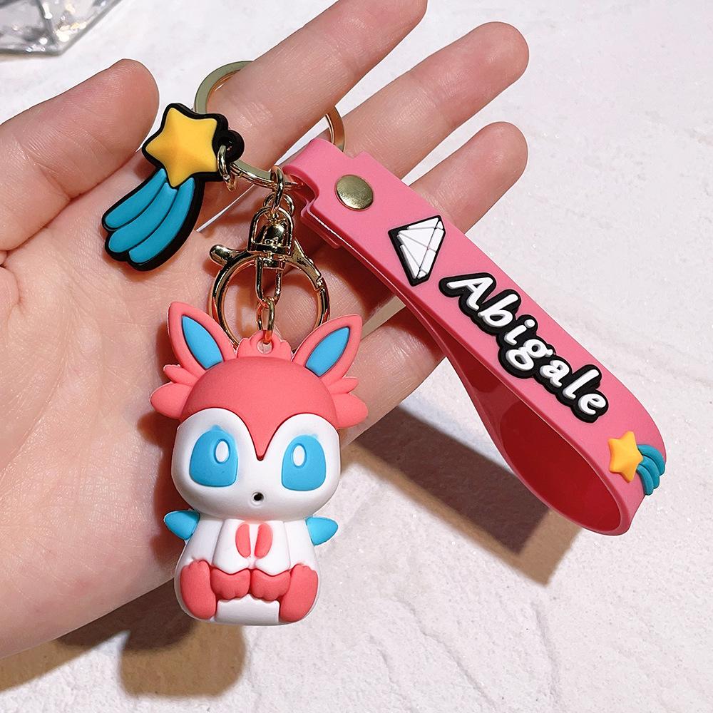 Cute Pokemon Anime Eeveelution Keychain Toy Eevee Leafeon Sylveon Flareon Umbreon Vaporeon Espeon Glaceon Jolteon Birthday Gifts