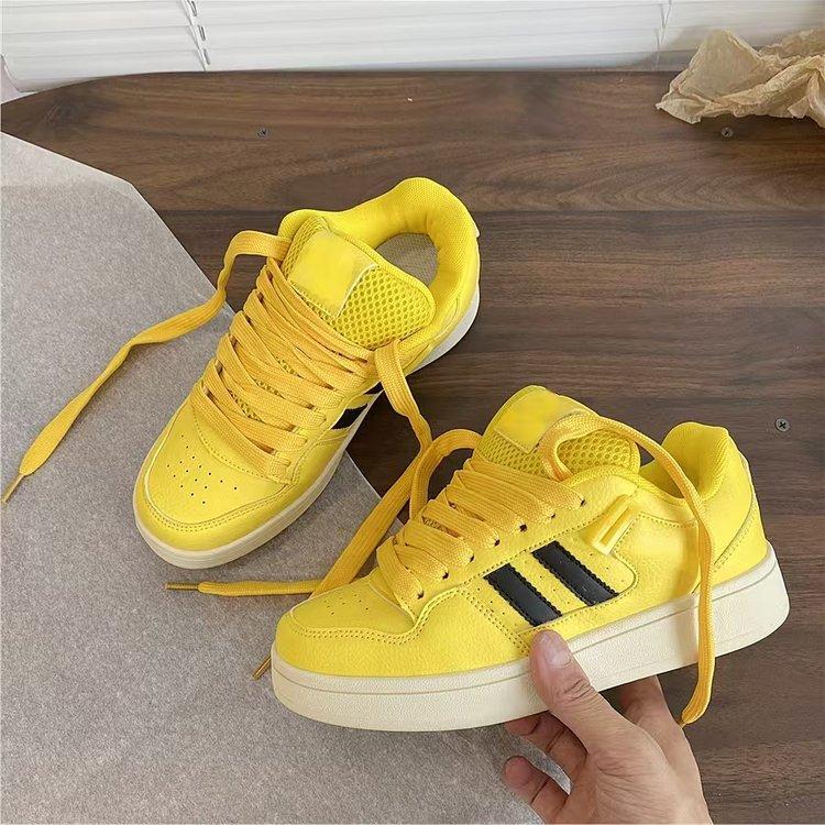 Bread Shoes Men and Women Couples Breathable Board Shoes Ins Hong Kong Style Trend Versatile Student Sports and Leisure Shoes Solid Color