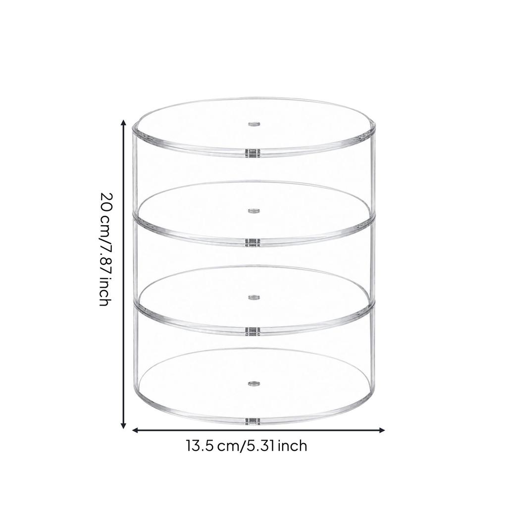 Clear Acrylic Cylindrical Organizer Compact Round Display Case with Internal Shelves