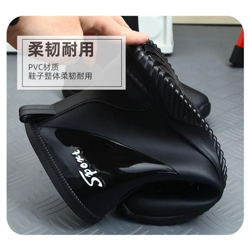 Fashion Black Men's Shoes Fashion Mens Rain Boots 2024 New Anti-slip Wear-resistant Outdoor Fishing Waterproof Shoe Zapatos Para Hombres