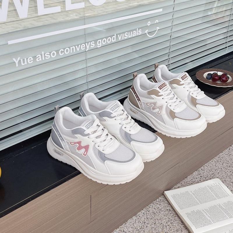 Light-colored Lace-up Dad Shoes Women's Summer New Mesh Casual Sports Shoes Fashionable Versatile Little White Shoes