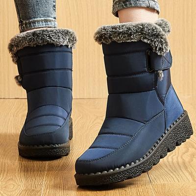 Fashion Women Boots Warm Fur Snow Boots For Winter Shoes Women Waterproof Platform Botas Mujer 2024 New Low Heels Mid-Calf Winter Boots