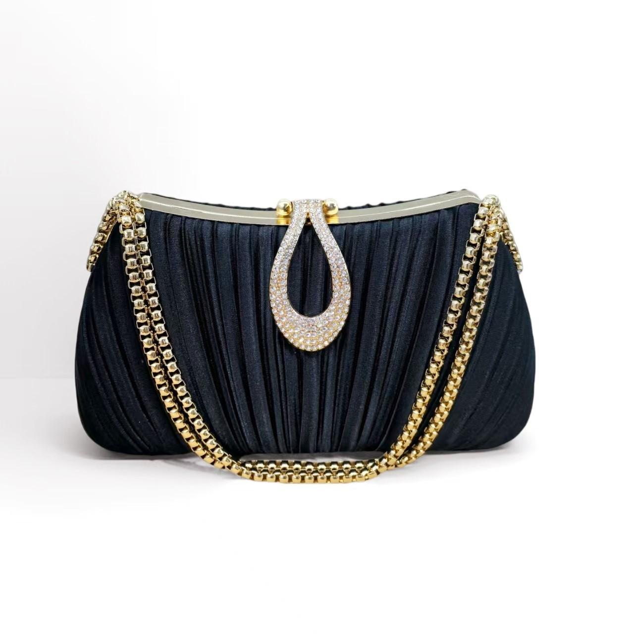 

Pure Color Pleated Evening Bag Simple Versatile Trendy Qipao Dinner Wedding Bride Handbag American Retro Sle Small Size