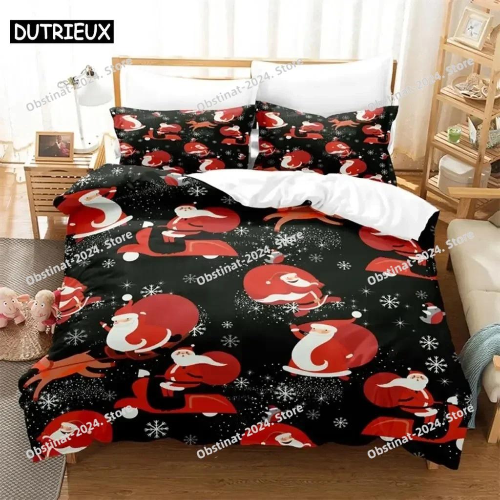 Cartoon Weihnachtsmann Bettwäscheset Bettbezugset 3D Bettwäsche Digitaldruck Bettwäsche Queen Size Bettwäscheset Modisches Design