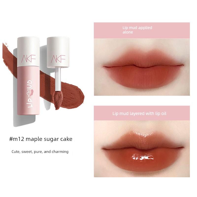 Akf Lip Mud Lip Glaze Lipstick Matte Matte Finish M17 Waterproof Long-Lasting Non-Stick Cup M07 Niche Affordable Natural Look Brightening