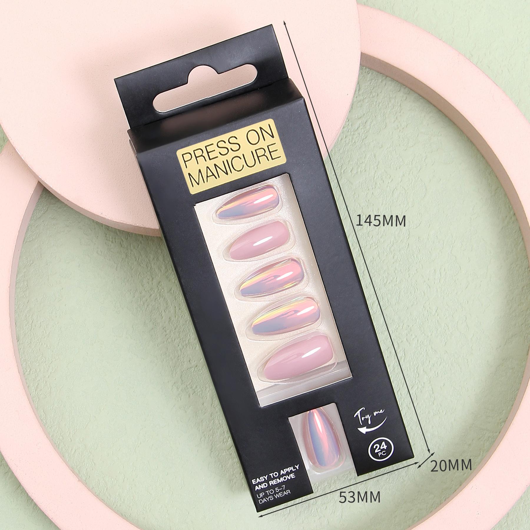 

Ношение брони, Миндаль, Зеркальный фосфоресцирующий средней длины Готовые бронепластины Нейтральная упаковка 24 штуки с желеобразным клеем