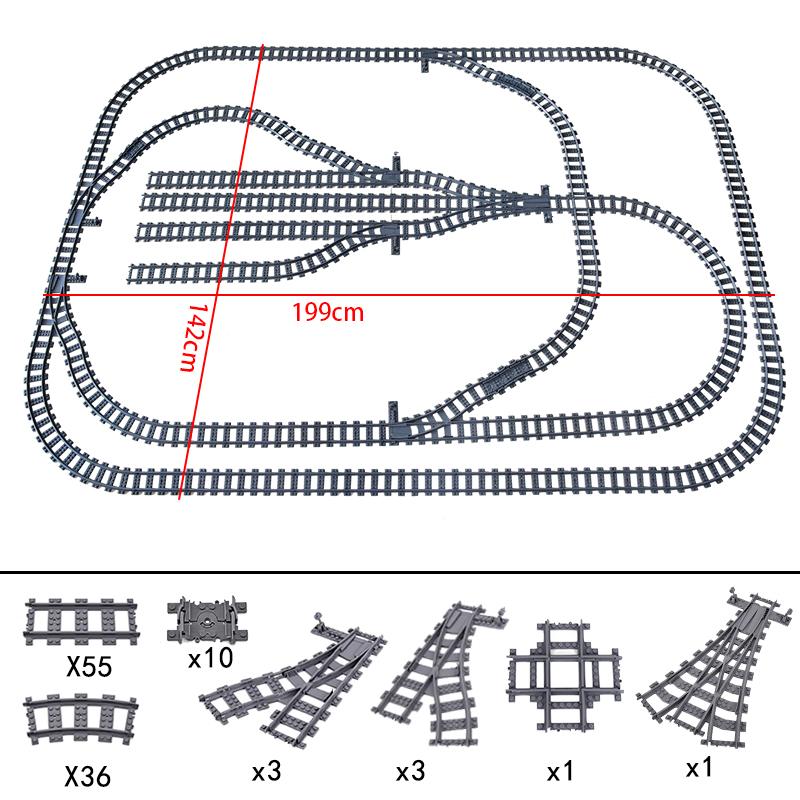 City Trains Bridge Flexible Switch Railway Tracks Rails Electric Crossing Forked Straight Curved Building Block Bricks Toys