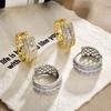 2026 New Micro-Paved Zircon Hoop Earrings Hollow Round Gold Plated Ear Buckles for Women
