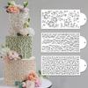 12 Pcs Cake Stencils Cake Templates Set Floral Leaf Linear Stripe Lace Irregular Geometry Wedding Icing Stencils Cake Molds Cookie Dessert