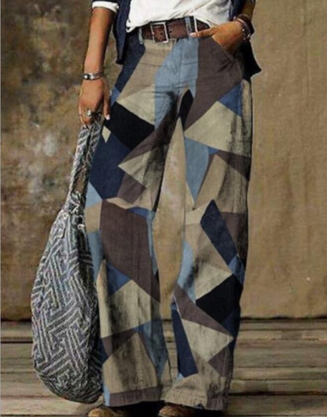 

Европейские и американские женские повседневные джинсы большого размера с широкими штанинами 3X Large