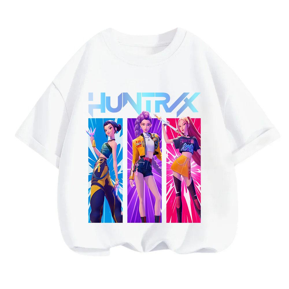 KPop Demon Hunters Children's T-shirt Cotton Korean Fashion Casual Round-neck Top Movie Cartoon Girl Boy Tshirt Kid Tees