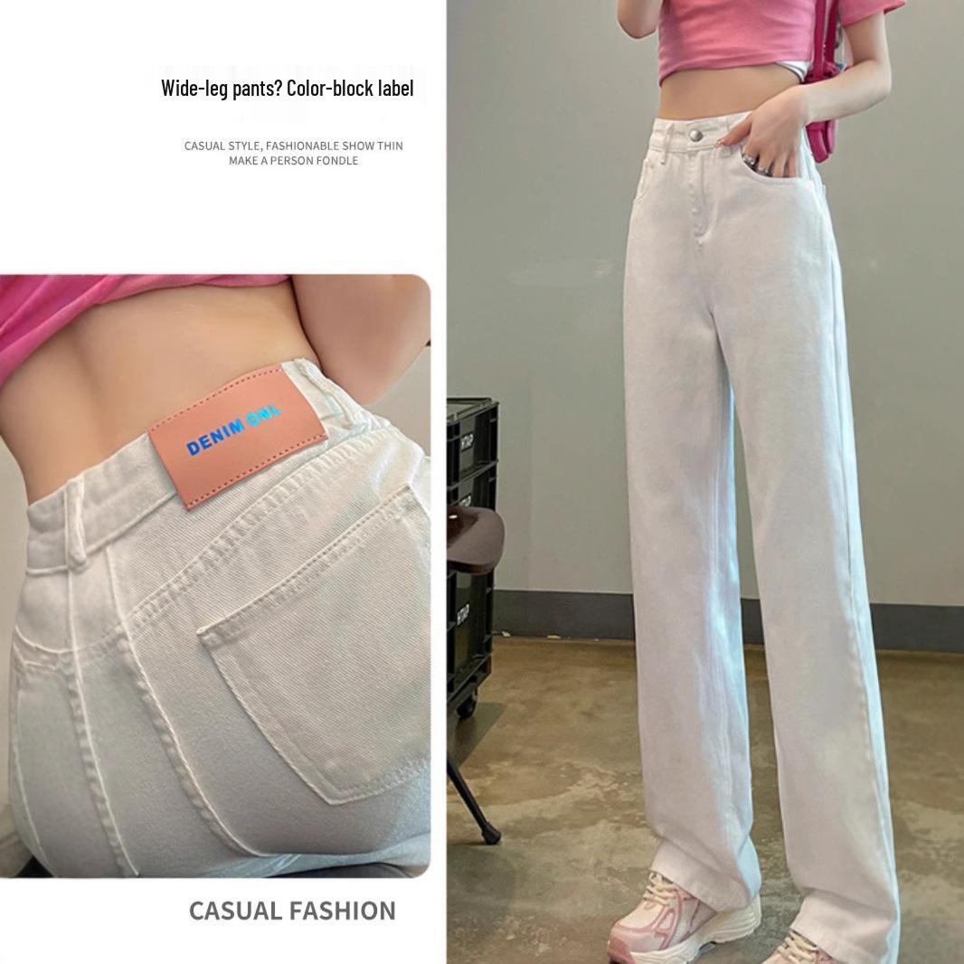 

Women s White High-Waisted Wide-Leg Jeans - Summer Slimming Draping Pants 2XL
