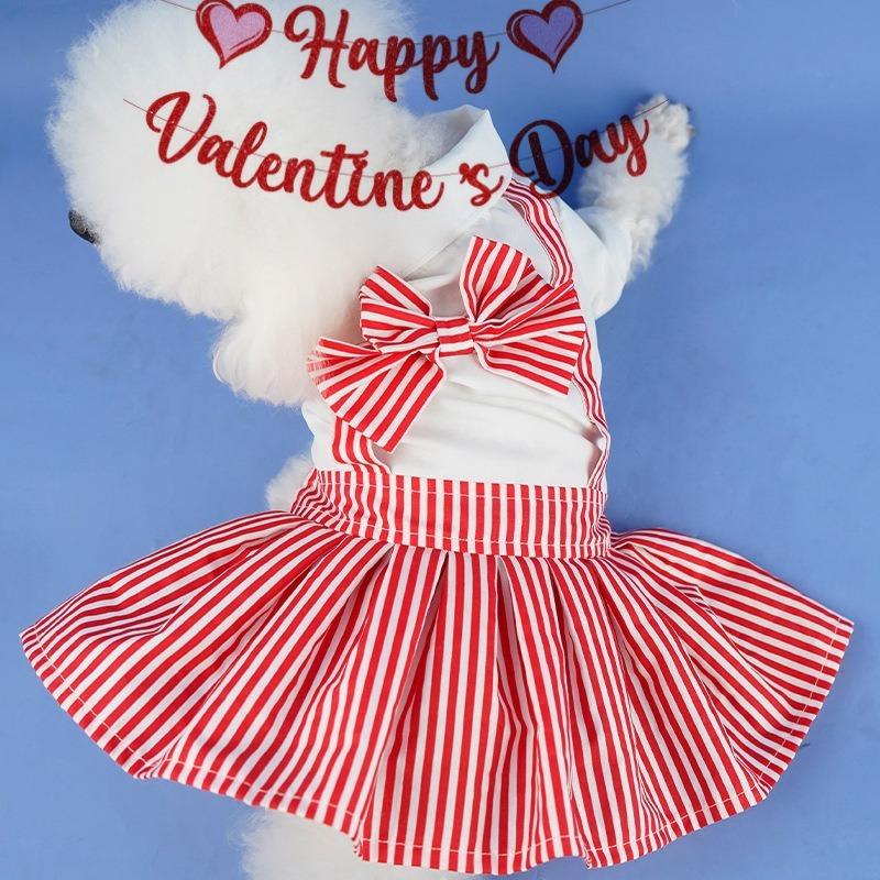Pet dog student suit pet clothes couple dress skirt suit striped spring and summer cat dog little teddy