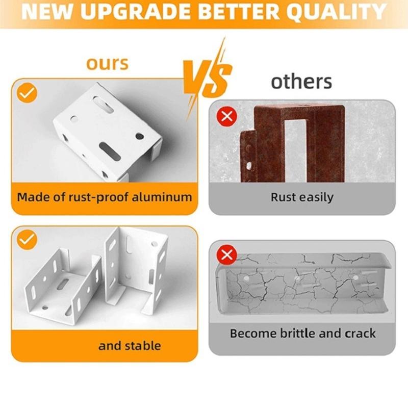 8Pcs Guide Rail Railing Connector Aluminum Alloys Fence Bracket with Screws Deck Railing Bracket Easy To Install