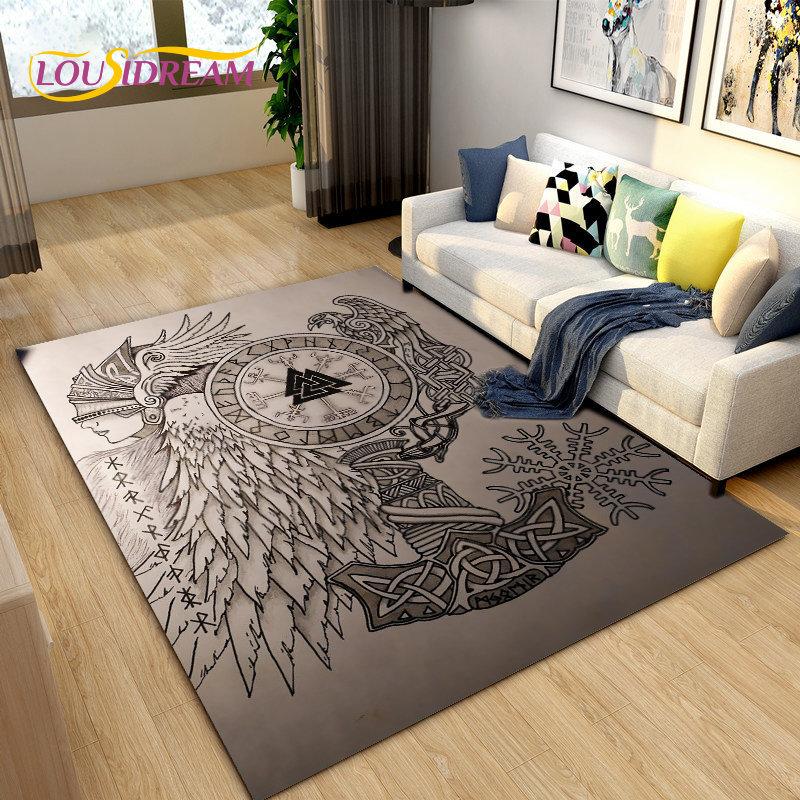 Vikings Nordic Mythology Odin Area Rug,Carpet Rug for Living Room Bedroom Sofa Doormat Decoration,Kids Play Non-slip Floor Mat