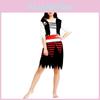 Elegant Polyester Pirate Costume For Women Featuring Striped Design And Skeleton Theme