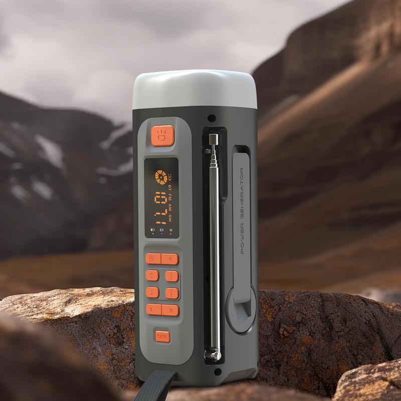 4500mAh Battery Operated Radio with Flashlight SOS Alarm Headphone Jack USB C/Solar/Hand Crank Charging Power Bank Phone Charger