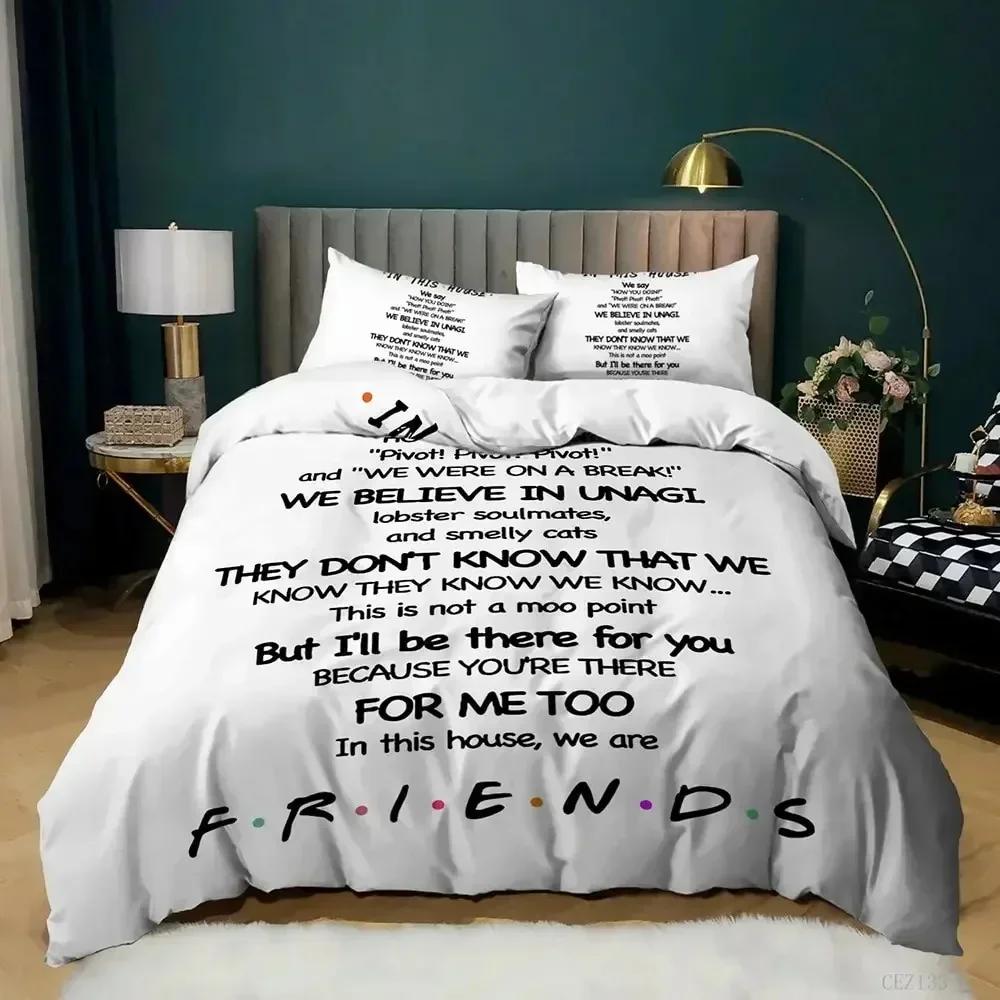 

3D Friends Tv Show Style Bedding Set Duvet Cover Sheet Printed Bed Set Pillowcase Bed Full Queen King Size Comforter Bedroom 135x200cm