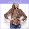 Meravigliosa Nuova Camicetta da Donna in Chiffon con Stampa Leopardo, Manica Lunga, Vestibilità Slim, Casual, per uno Stile Elegante