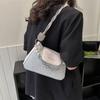 Niche retro texture small square bag fashion chain jacquard armpit bag pearl chain decorative temperament shoulder bag