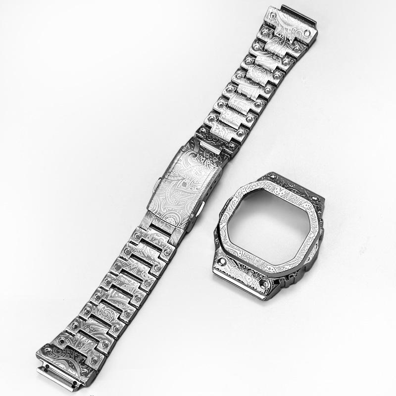 DW-H5600 Vintage engrave Mod kit  For Casio G-SHOCK Small Square DW H5600 modified solid stainless steel Watch strap case men
