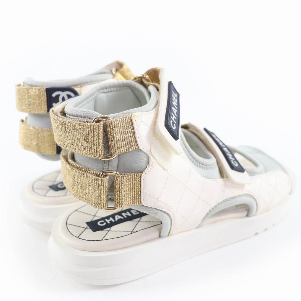 Very Good CHANEL COCO Mark Sport Sandals In Leather 37 21P G37231 Used