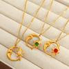 Collar con colgante de ópalo de estrella y luna huecos - Joyería de cadena de clavícula de lujo