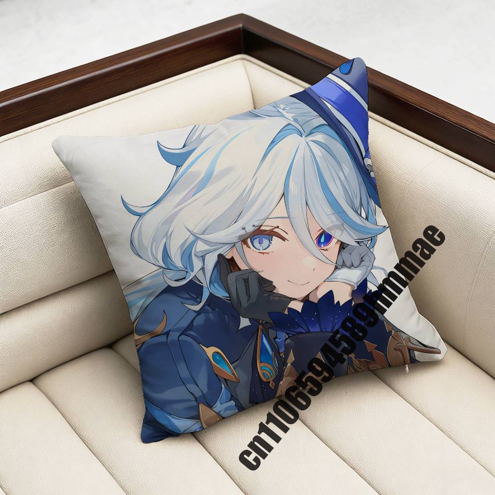 Genshin Impact Furina Throw Pillow Case Sham 45X45Cm 35X35Cm Square Home Pillowcase Cushion Cover
