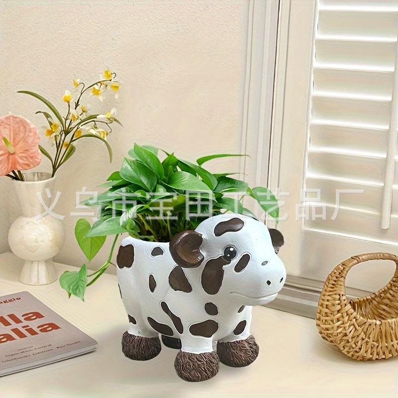Cute and delicate bovine resin succulent flowerpot crafts can be used indoors in courtyard gardens