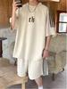 Men's High-End Suede T-Shirt & Shorts Set - Summer Retro Casual Sportswear