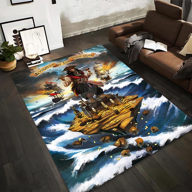 

Pirate Adventure Theme Carpet with Treasure Chest1Ships1and High Seas Design Suitable for use as an anti-slip1 for1room and bedroom sofas 40x60cm( 15x23in )