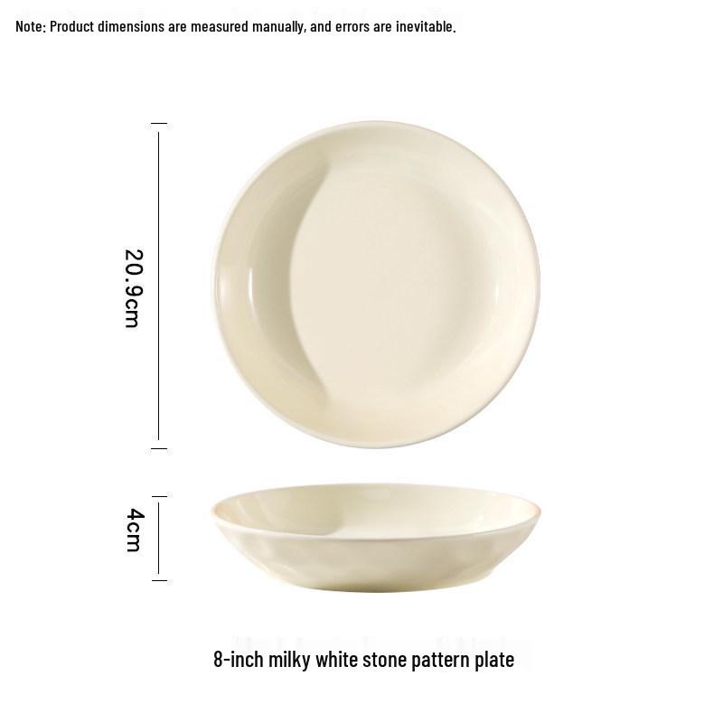 4-Piece Set: 8-Inch Ceramic Deep Soup Plates, Thickened for Large Capacity - Creative Cream Style