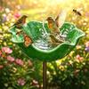 Handmade Metal Flower Garden Stake: Detachable Bird Bath Pollinator Water Station - Rustproof Bee Bath Butterfly Feeder for Outdoor Yard Patio