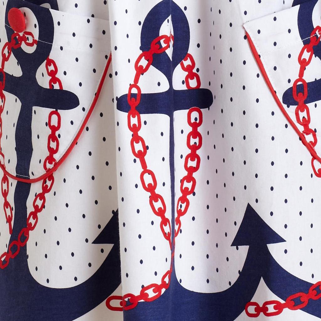 Les Trésors De Lily [I0634] - Designer Apron 'Hostess' Ancre Marine