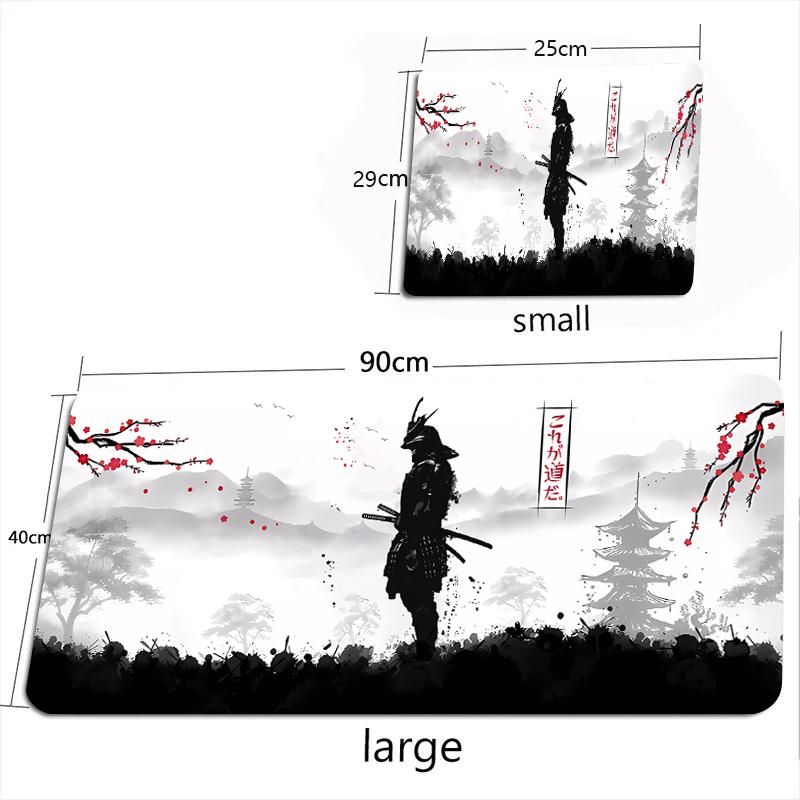 Mouse Pad Guerreiro Samurai Mousepad Preto Gamer Acessórios de Computador Teclado Mesa Tapete Empresa Gaming Laptop Mesa Acessório Pc