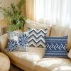 Blue And White Geometric Linen Pillowcase Sofa Cushion Cover Home Decoration Can Be For You 40X40 45X45 50X50
