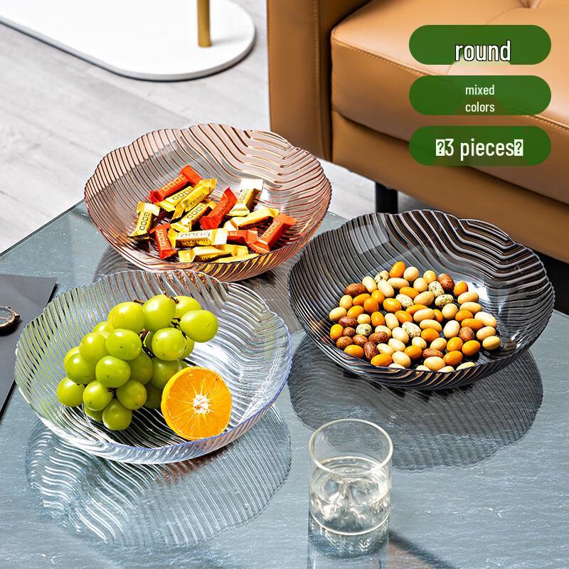 

ZISIZ Minimalist Round Plastic Snack & Fruit Plates (3-Pack)