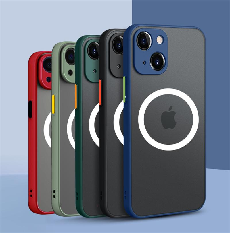 Matte Armor For Magsafe Magnetic Wireless Charging Case For Iphone 14 13 12 Pro Plus Max Mini Transparent Hard Pc Defender Funda