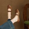Fashion New Spring/autumn Genuine Leather Women Shoes Round Toe Mary Jane Shoes for Women Fashion Retro Bow Low Heel Flat Women Pumps